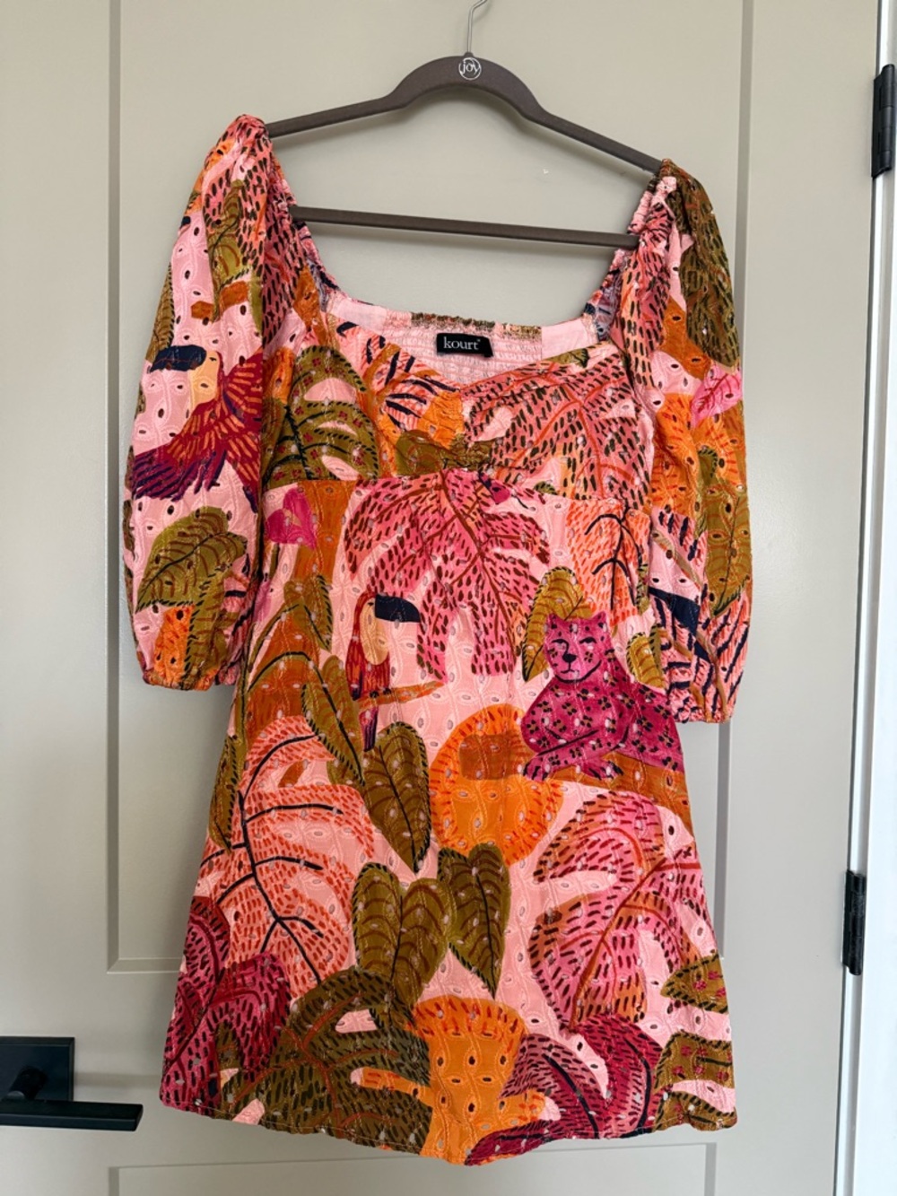 Kourt Pink Tropical Print Mini Dress